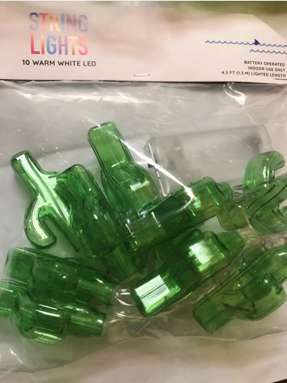 Lot Of 3 Cactus 10ct String Lights Battery Powered Summer Bullseye Playground